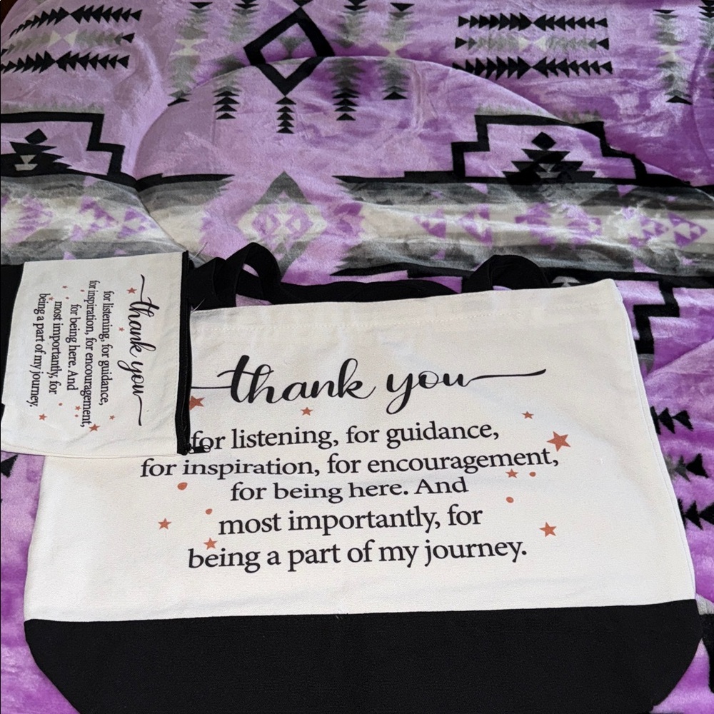 ✨ Inspirational Thank You Tote Bag - Black and White